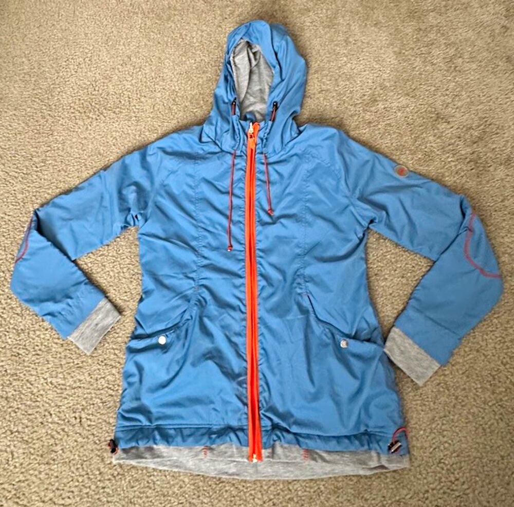 Platinum Womens M Reversible Hooded Jacket Blue Gray Orange Full Zip Pockets